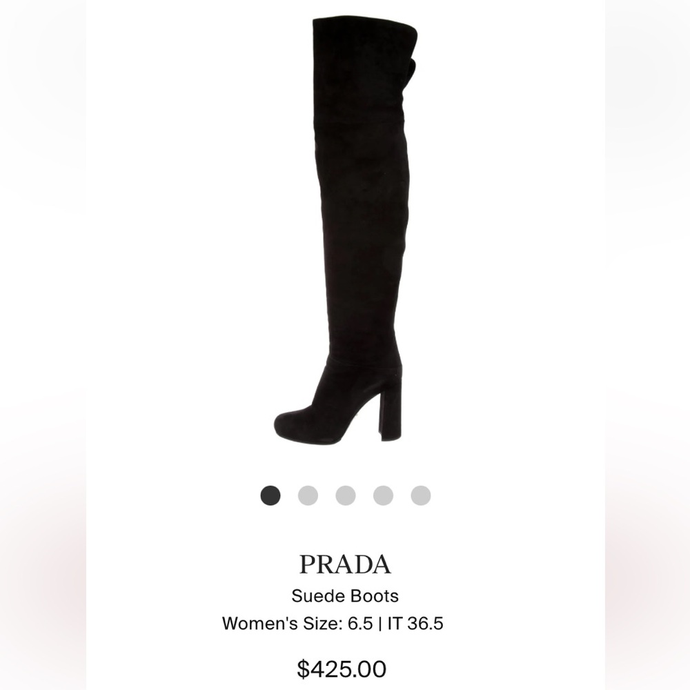 Prada Over-the-Knee Suede Boots, in Black, size 6.5